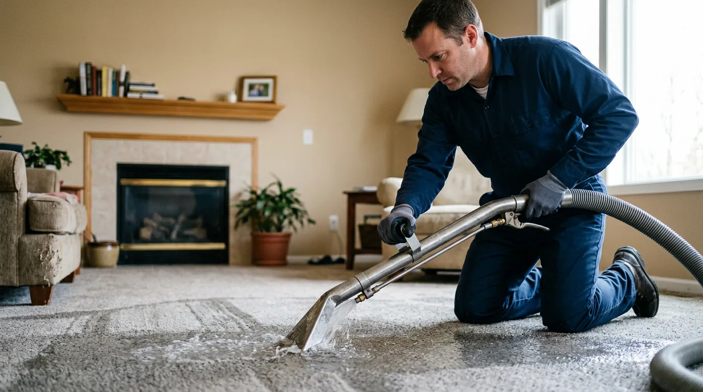 Water damage restoration technician working near Charlotte, VT